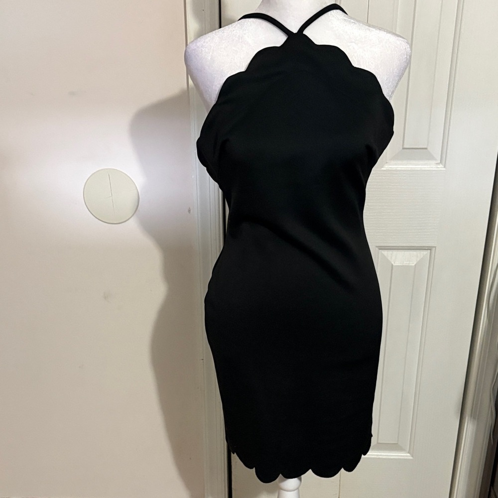 Guess Black Scalloped Backless Dress